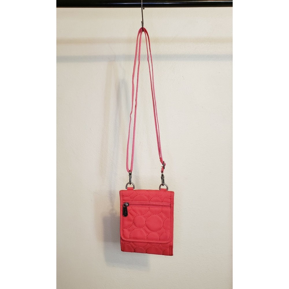 Thirty-One Vary You Crossbody Quilted Coral Dot Wallet Bag Purse